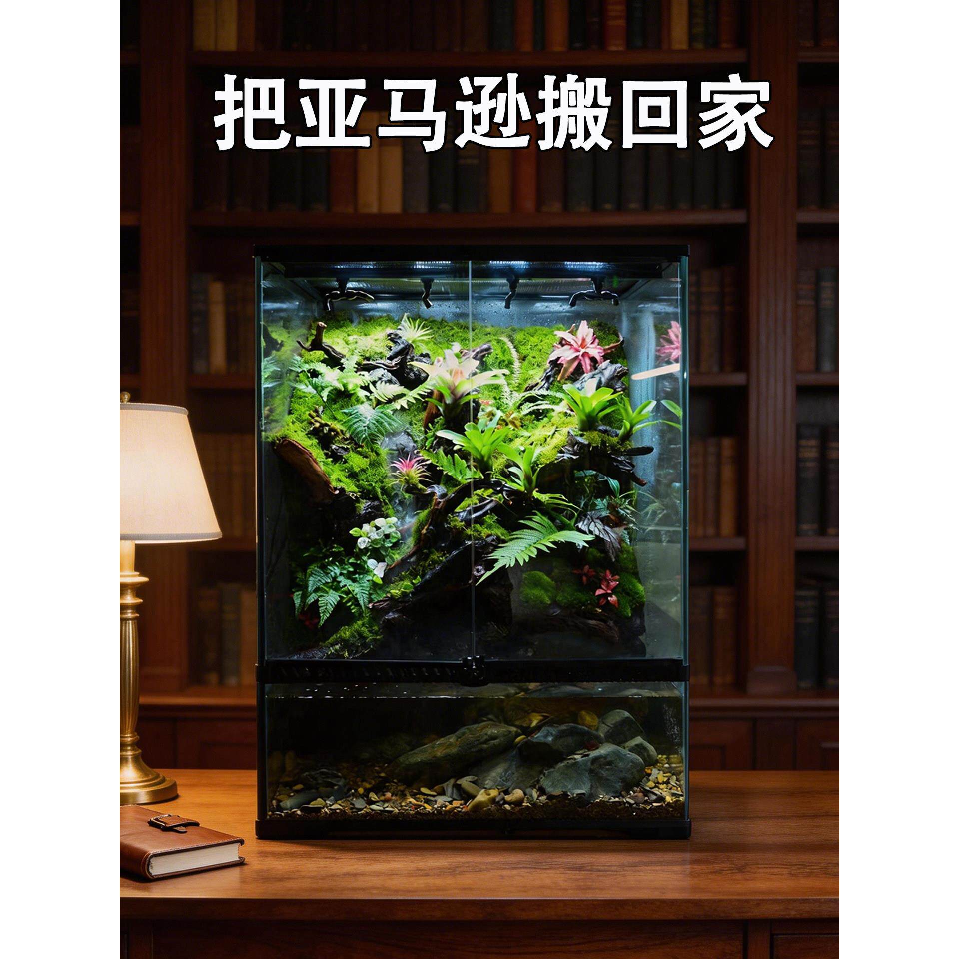 客厅大型生态雨林缸定制全套植物造景微景观室内微景观生态缸成品