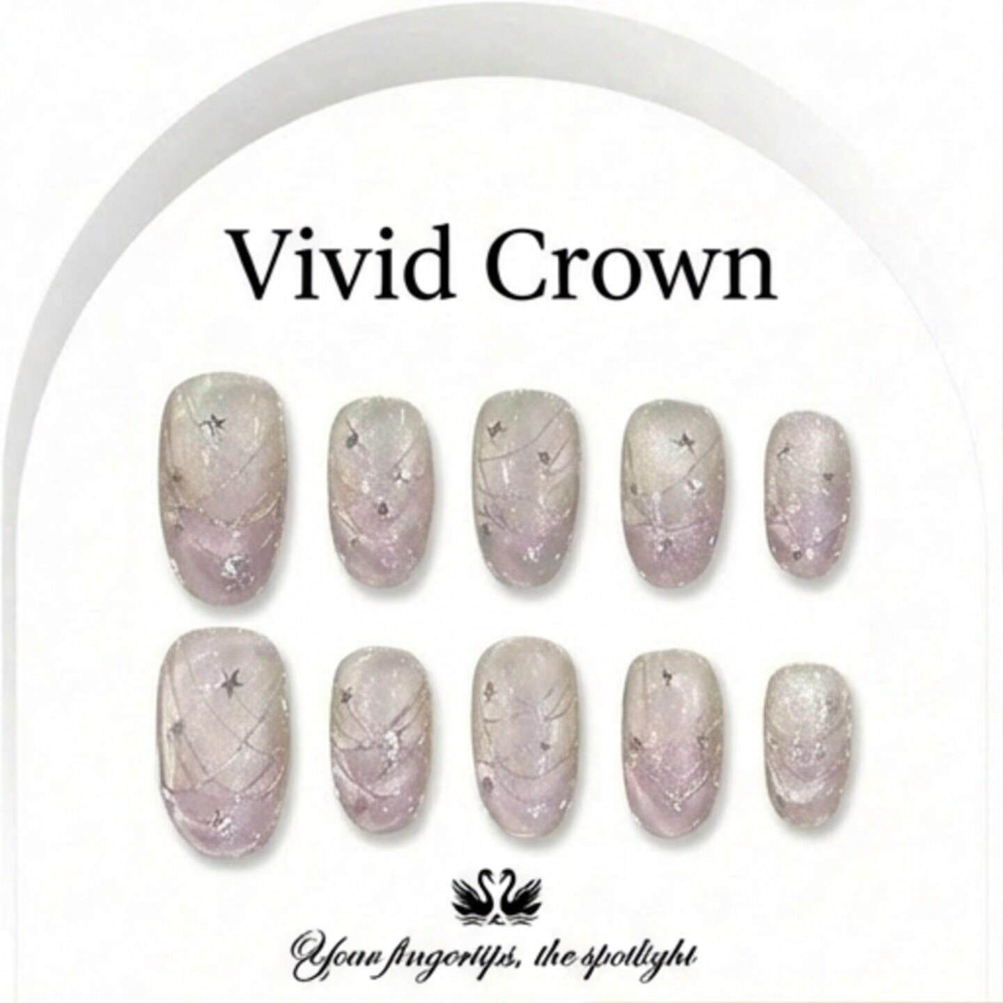 VividCrown渐变穿戴甲钻饰欧美风复古风甲片美甲贴片闪粉星星质感