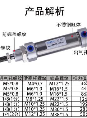 M5I迷你尾气缸C85N1平0/12/16/20/25/32/40X2X30X40X-50XJP*75100
