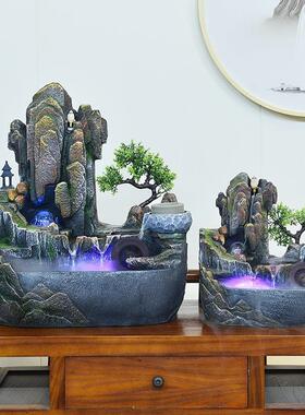 高喷山流水摆山件假观泉客厅景水车风水轮室内装饰品RJS循环水景