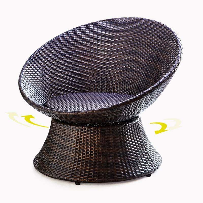 懒人沙发椅单人藤椅三件套 户外家具多功能旋转椅 阳台休闲小桌椅