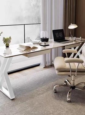 岩板条RLY桌靠墙条书桌40cm双人台窄桌卧长室女生白色奶油风阳电