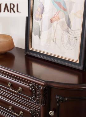 美式乡村实FNJ墅木玄关进门装饰柜柜门口储物柜柜别装饰门口展示