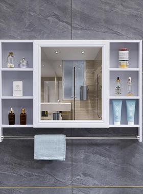 储物子带纳间柜卫生收镜镜箱置物架浴室镜柜挂墙式梳妆87444防水洗手间