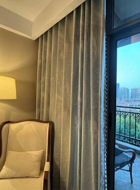 鎏金芭蕉窗帘面色织丝金提花窗帘布料卧室NNH阳台客厅窗帘布整叶