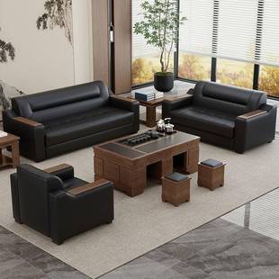 GUC办公沙发商务会简约发单三人位接待客公区办室商用沙茶几组合