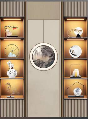 博架家居柜新中酒YFQ式摆件板玄关软装古样间客厅工艺饰品售楼处