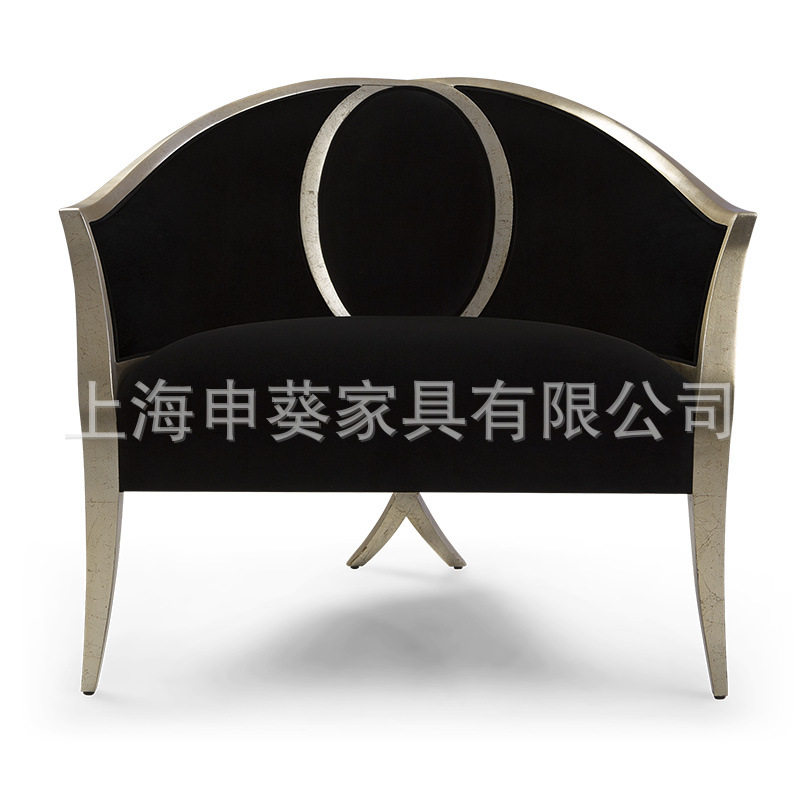 美式乡村现代创意轻奢单人沙发椅简约布艺会客客厅家用别墅样板房