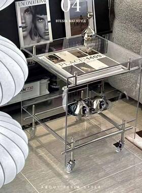 透明亚克力OPY几小推车风客古厅边茶几收纳柜中移动床