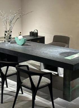 新中黑胡桃木茶台约实木茶桌椅组合家用CUJ现代简式高茶桌2025新