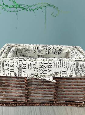 意藤编镂空收纳物筐置MYP简约式杂整理收藏编织筐创水果蔬物菜篮