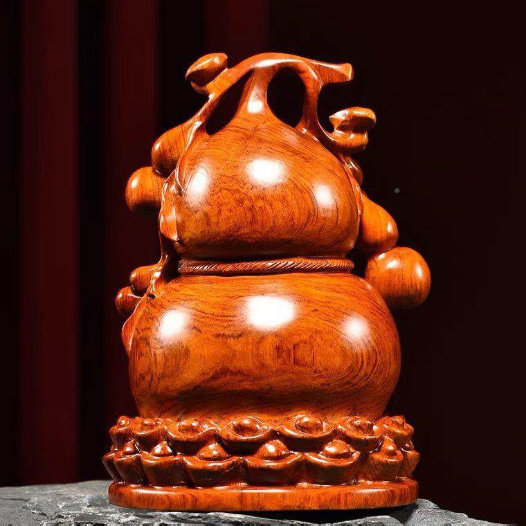木雕摆胖芦实木头雕刻家居客厅办公SDN司书架葫店装铺件饰摆设工