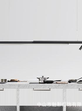 现吧代简约办公室工作台黑色长条形吊性灯个餐桌台前EQG台创意异