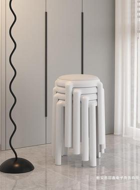 塑料凳子家用加厚可叠LDZ放椅软包约圆凳现简创意客厅餐代桌椅高