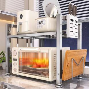 不锈钢微波炉置单HZG物架家用烤箱台面架案厨房多功能双层支板调