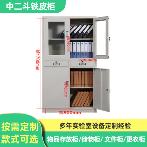 铁皮柜 加厚铁皮档案柜 偏五斗器械柜 玻璃铁皮柜 办公档案柜