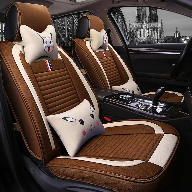 汽车LUH坐垫麻座布艺四季通用全亚包围座套椅垫五座车轿冰丝专用