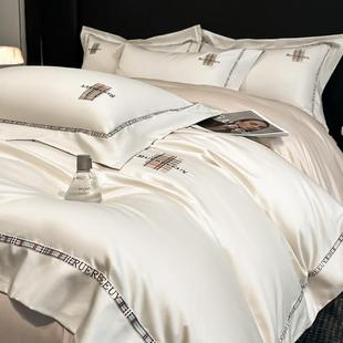 225全新款 10XXX0支长绒棉简宽边刺绣四件套约轻奢棉裸睡0四件套