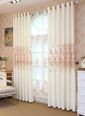 MMM9QXC窗帘简镂空绣花厅雪尼墅尔提花欧遮客光窗帘别卧室成品