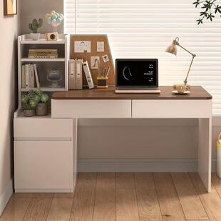 实木341伸缩书桌书一体桌桌子电脑卧室家用架学生学习房桌书写字