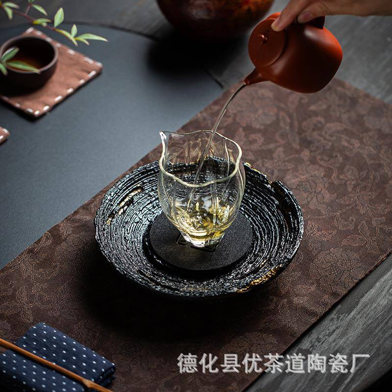 优道大漆仿托朽木茶壶承茶壶盘养垫干IIS泡台小茶盘复古手工脱胎