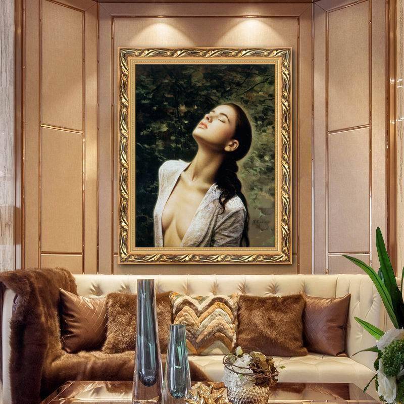 酒店旅馆洗浴宾美PZH馆装饰画欧式关过道有框油画谢楚余女人物玄