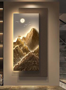 LD灯靠高山图2入户GCW玄关装饰画正对门挂画025E新款端走廊过道壁