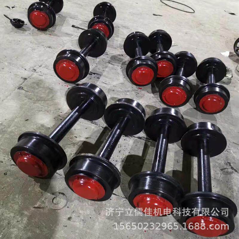 立儒佳轮窑车轮对厂家空L300单边3T矿车铸钢车轮实心心子双轮轨道