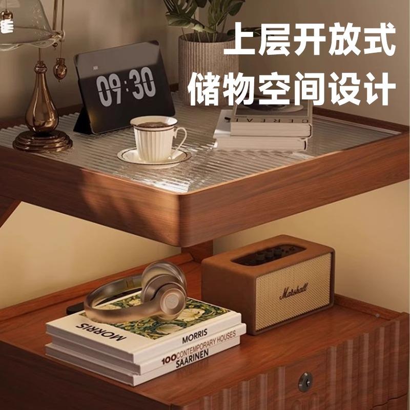 实木床头柜品简约现代奢床头柜室柜子感小型替代轻卧-J01新款包邮
