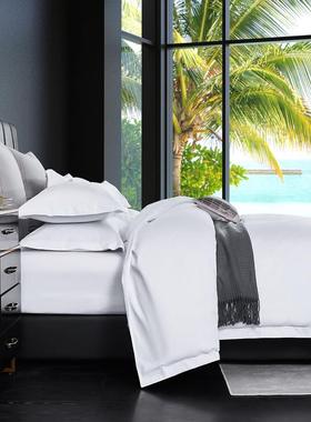店床馆FLO上用品四件套纯白色床被罩宾民宿布单草专用酒加厚加密