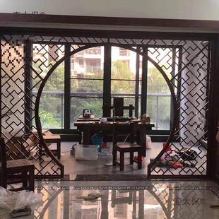 博隔断麦太保实木洞门洞月门门仿古门圆屏风中式古架玄关博古拱木