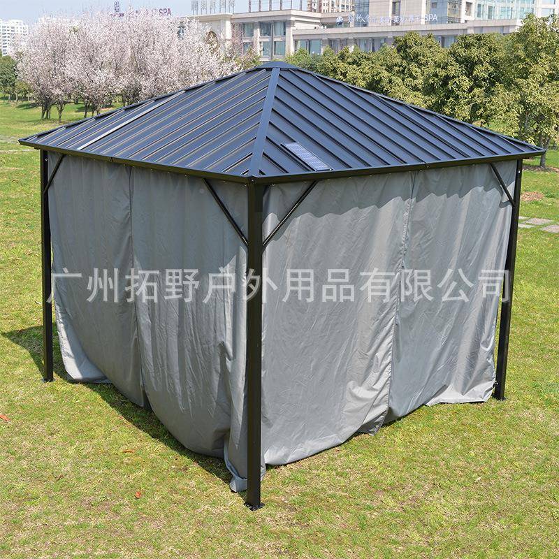 户外凉亭庭院休遮阳亭闲LED灯欧式带别墅凉民宿四角亭带围布ZUU纱