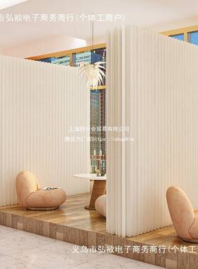 白色折叠屏风高隔断客厅遮挡展会活动可移动落地伸缩风琴纸墙插屏