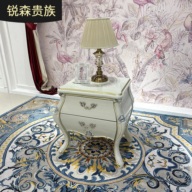 法式实木雕花带抽屉床头柜