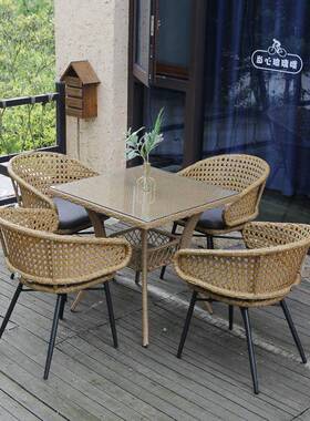 藤编园网天红1663阳台四椅一桌休闲院露台露庭户外桌椅组合藤椅室