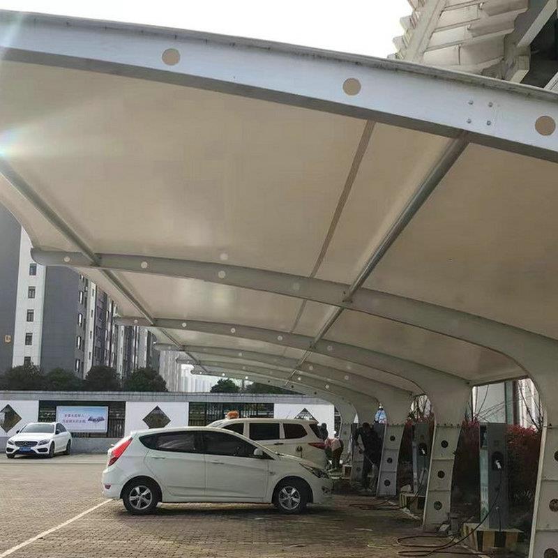 小车区露膜结停天车棚7字7字型膜型膜结构构车棚户外汽自行车遮阳