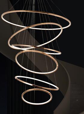 设计师o挑f226t高楼梯客l厅主复式别墅圆环挑空客灯厅吊灯现货秒