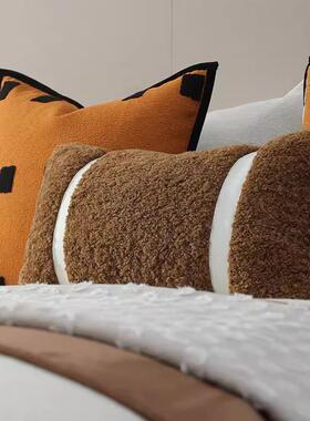 现代简黄色系约GOO抱列床上用品酒店民宿样板间床尾巾抽马象驹软