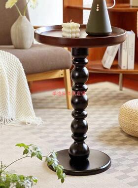 美式复古实木几边几圆MJG形阳中古风家客厅沙发角台用珍珠小圆桌