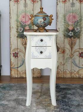 美式地中0150海客厅沙角几边几发话电几小床头0柜子仿古彩绘家具1
