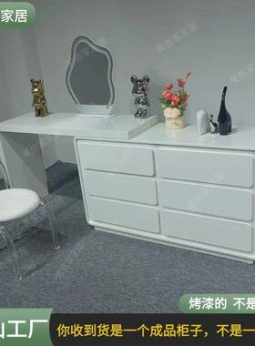 实木卧角斗梳主妆台一体简QAW约现代化妆台网红小户型奶油柜风书