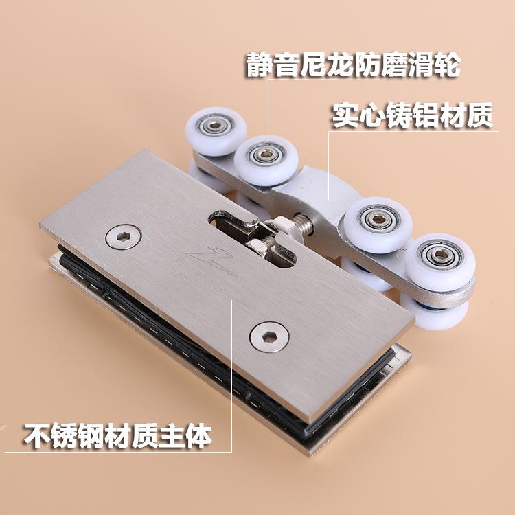 IWA上钢化玻璃吊轮门轮不锈钢承移重150K滑G无门框玻璃推拉门轨道
