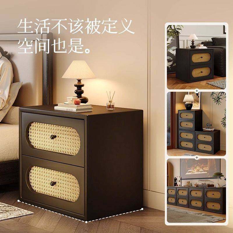 中古风藤编床头柜2025新款小型卧室家用实木床边柜复古黑色收纳柜,玩具/童车/益智/积木/模型,垂直悬浮玩具,淘宝优惠券,粉丝福利购,淘宝优惠卷