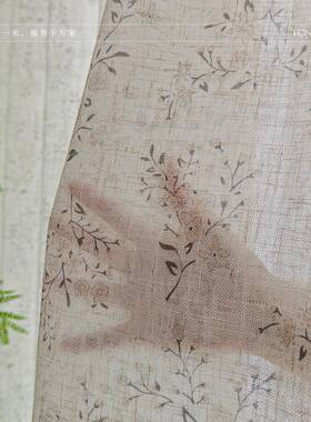 红阔「小茉莉花纱氛」小清新围窗棉麻质感工纱印花艺窗纱GNN不透