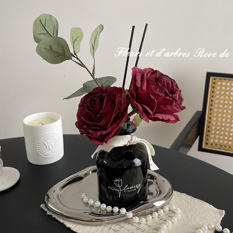 高级感小清新香薰摆设仿真假花干花玫瑰花餐桌花酒店留香房间香水