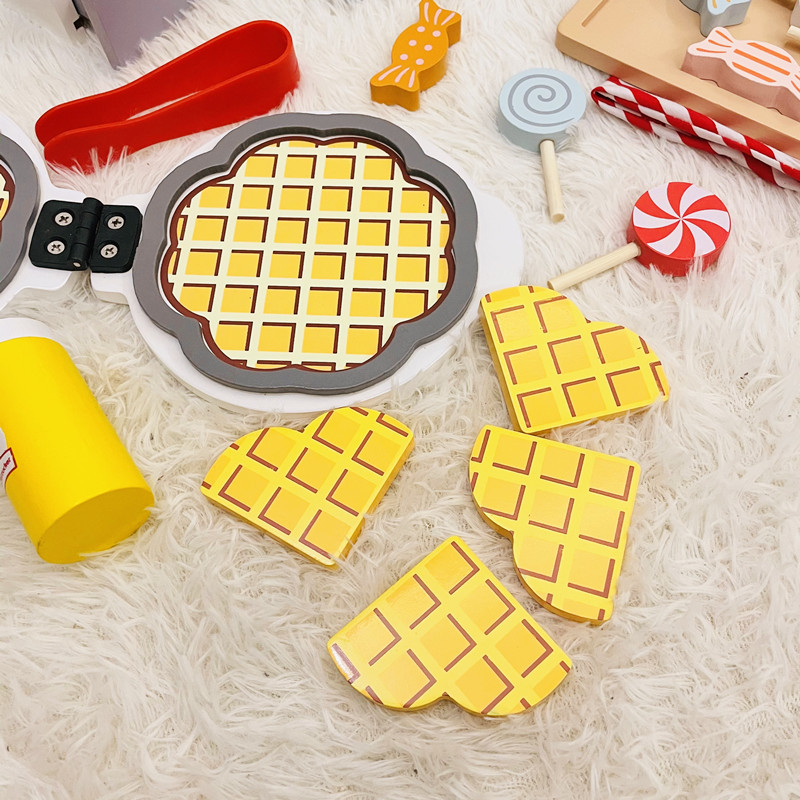 儿童仿真过家家 迷你爆米花售卖小车 木制糖果收银机角色扮演