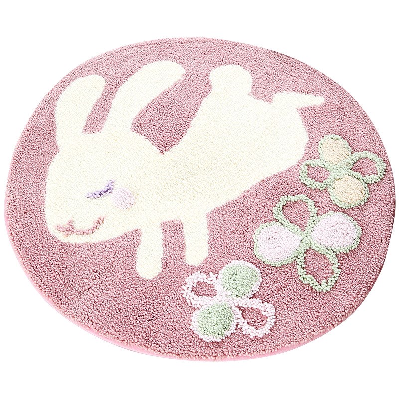 惠多家居地垫吸水卡通卧室地垫圆形植绒地毯防滑床边垫浴室家用