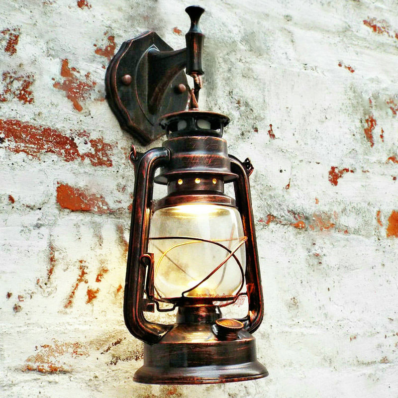 马灯复古庭院走廊壁灯欧式餐厅楼梯过道墙灯仿古酒吧装饰铁艺壁灯