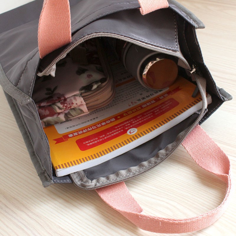 优质撞色手提饭盒包学生上班手拎便当包补课包文件包书袋