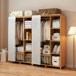 大衣柜家用卧室衣帽间简易开放式 用实木加厚加粗结实耐用衣橱 组装